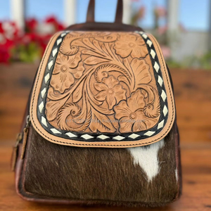 กระเป๋าเป้สะพายหลังหนังวัวสำหรับผู้หญิง, กระเป๋าเป้สะพายหลังสไตล์ตะวันตกหนังแท้คุณภาพสูงทนทาน - Product Image 3