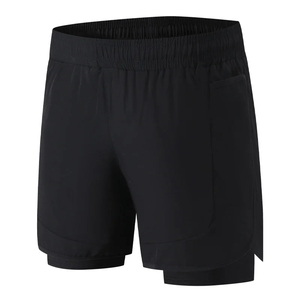 Pantalones cortos de entrenamiento físico para hombre, cintura media, informal, para correr, 2 en 1, para correr, de secado rápido, transpirables, de verano, de doble cubierta - Product Image 2