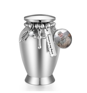 Silver custom Small <b>Urn</b> <b>for</b> Human <b>Ashes</b> Keepsake <b>Urns</b> with Cross Charm <b>Mini</b> Cremation <b>Urns</b> <b>for</b> <b>Ashes</b> Stainless Steel Custom Size - Product Image 3