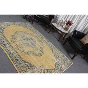 พรมตุรกีวินเทจสีเบจสีฟ้า5.2x7.6ฟุตคลาสสิกขนาดใหญ่ผ้าขนสัตว์ผ้าขนสัตว์สี่เหลี่ยมเย็บปะติดปะต่อกันสำหรับห้องโถงห้องพรม - Product Image 4