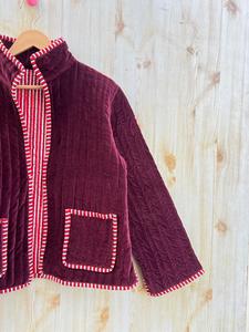 Chaqueta de invierno de terciopelo indio acolchada de algodón hecha a mano para mujer, tejido de punto, botón con capucha, regalo de tinte sin químicos, su terciopelo - Product Image 2