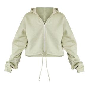 Custom Logo Women Cropped Top Hooded Sweatshirt Plain Blank <b>Hoodies</b> Heavy Weight 100% Cotton Cropped <b>Zip</b> <b>up</b> Hoodie OEM - Product Image 1