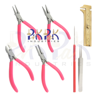 7 pièces Kit d'outils de perles de bijoux taille 120 chaîne, plat, rond, coupe latérale, pince à épiler #4, perles AWL et jauge en laiton