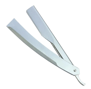 Maquinillas de afeitar con corte de garganta recta para Barbero con mango de plástico negro, maquinilla de afeitar profesional para hombres, plegable y recta - Product Image 5