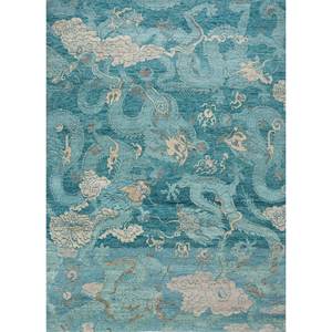 Tapis en laine noué à la main Erbe Classic Blue pour salon, rectangulaire, style abstrait, modèle AKWL-1642 - Product Image 1