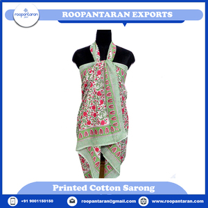 Latest Open Indian Women's Beach <b>Wrap</b> <b>Sarong</b> One Piece Floral Hand Block Printed Cotton Maternity Feature Desert Sportswear - Product Image 2