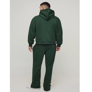 2025 nueva llegada 100% algodón hombres Jogging conjunto de gran tamaño con capucha pantalones de chándal hombro caído estampado personalizado para invierno - Product Image 5