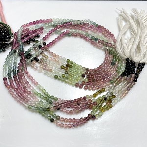 Wholesale 3mm Multi-Tourmaline Smooth Round Shape <b>Beads</b> Natural Gemstone Plain <b>Beads</b> for <b>Crafting</b> for DIY Shops - Product Image 3