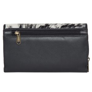 Speckly Zipper-Closure Cowhide Wallet in Black and White Polyester Lined with Tassel Decoration Handbag - Product Image 2