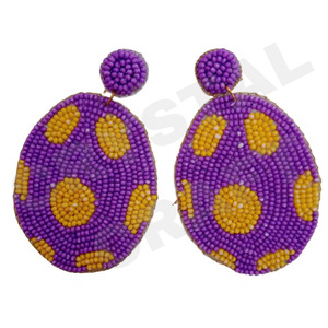 Boucles d'oreilles perlées Bears pour femme Patriotic Orange White Blue Color pour mariage ou Memorial Day - Product Image 5