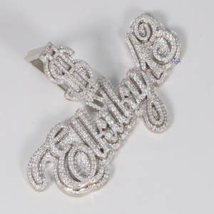 Pendentif en or blanc 14 carats exclusif, diamant de laboratoire taille brillant, clarté VVS, style hip-hop, design glacé, unisexe, glamour, fête - Product Image 2