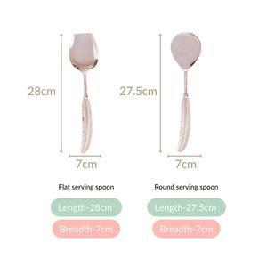 Juego de cucharas de acero inoxidable dorado pulido con estilo de mango de plumas, perfecto para bodas, banquetes, restaurantes y cenas en casa - Product Image 6