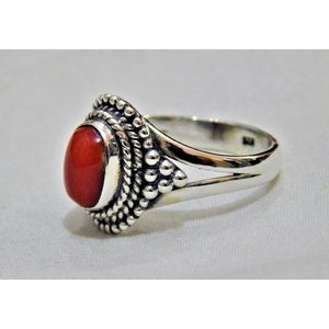 Anillo de Boda Vintage Hecho a Mano con Coral 100% Natural, Plata de Ley 925, Regalo para Mujer, Anillo de Moda R0110-GS - Product Image 4
