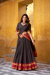 Elegante Lehenga Choli de Seda Chanderi con Tejido Zari para Mujer, Proveedor Mayorista a Granel de la India - Product Image 3