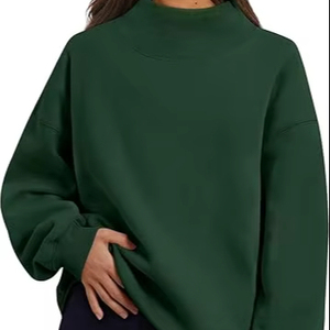 Cómoda sudadera de mujer cuello alto cálido pulóver manga larga estilo de ajuste relajado - Product Image 1