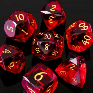 Juego de Dados de Resina Multifacéticos con Bordes Afilados Rojos, 7 Piezas, Dados Transparentes Poliédricos para Juegos de Rol, <span class=keywords><strong>Dungeons</strong></span> and Dragons, Mesa de Juego - Product Image 5