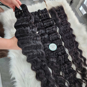 Extensions de cheveux humains 100% vietnamiens bruts, lots de mèches ondulées profondes, couleur naturelle, vierges Jerry Super Double Drawn, trame double cousue à la machine - Product Image 1
