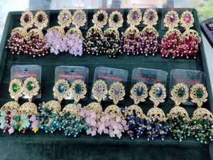 ชุดเครื่องประดับต่างหู jhumki ชุบเงาชุดต่างหูโลหะผสมสังกะสีน้ำหนักเบาสำหรับงานแต่งงานแบบดั้งเดิมอินเทรนด์และสง่างาม - Product Image 3