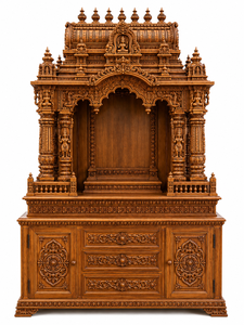 Traditional South Indian Teak Wood Pooja <b>Temple</b> Living Room Home Furniture Tamilian Style Handcarved <b>Wooden</b> Modern Design - Product Image 2