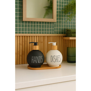 Modern Glass Touchless Soap <b>Dispenser</b> <b>Set</b> 500ml with Bamboo Stand Eco-Friendly Liquid <b>Dispenser</b> for Kitchen and Toilet - Product Image 3