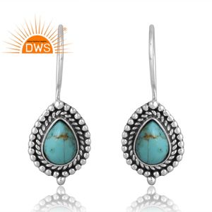 Venta caliente 925 Plata de Ley Natural Kingman turquesa piedra preciosa colgante pendiente joyería personalizada para mujer regalo para ella - Product Image 1