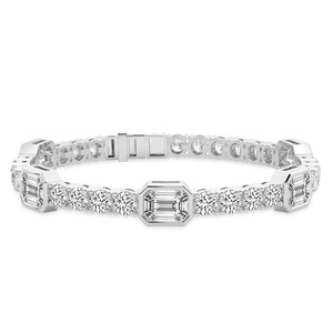 Bracelet tennis en or massif 14K avec diamants de laboratoire ronds émeraude polis, 3 carats, couleur F-G, clarté VS, 73 diamants, coupe mixte élégante - Product Image 1