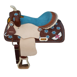 Selle occidentale en cuir véritable 100% la plus vendue usinée à la main et peinte personnalisable pour l'équitation directe de l'Inde - Product Image 1