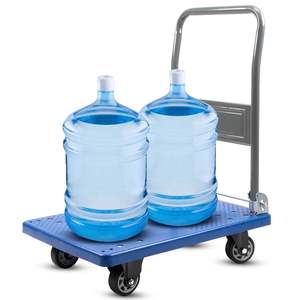 Compact Foldable Platform Cart <b>Dolly</b> 330 660 Lb Capacity Blue Steel PP Industrial Hand Cart With 360 Degree Swivel <b>Wheels</b> - Product Image 1