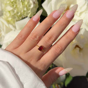 NOVAMART Fine Hallmark <b>Silver</b> Red <b>Garnet</b> Chain <b>Ring</b> Fashionable Adjustable Engagement with Inlay Setting Stylish Trendy Jewelry - Product Image 1
