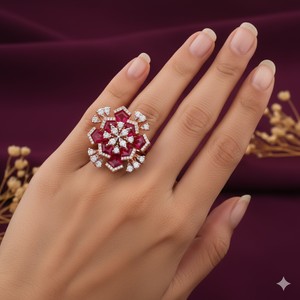 Anillo de Plata 925 con Diamante Moissanita y Piedra Color Granate - Product Image 3