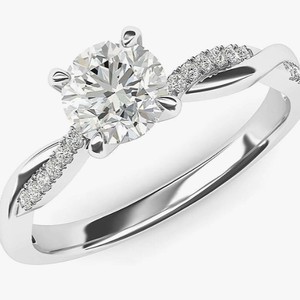 Bague de fiançailles solitaire en diamant de laboratoire taille brillant certifié, en argent sterling 925, certifiée IGI, ajustable pour femme - Product Image 1