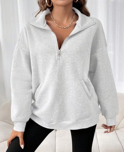 Suéter de Media Cremallera de Moda para Mujer, Sudadera de Alta Calidad con Cuello Alto y Cremallera de Cuarto, Sudadera Informal con Capucha para Mujer - Product Image 2