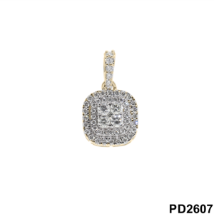 Deslumbrante colgante de oro de 14 quilates con forma de cojín de diamante 0.44CTW rodeado de piedras brillantes Atractivo elegante y atemporal - Product Image 5