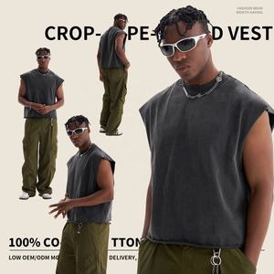 240gsm Sleeveless Custom Print Graphic <b>Heavyweight</b> Luxury Blank Heavy Cotton Boxy Cropped Tank Top <b>Mens</b> Custom <b>T</b>-<b>shirt</b> for <b>men</b> - Product Image 2