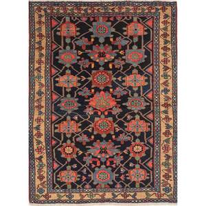 Alfombra de Lana Azul Aalam Anudada a Mano con Patrón Geométrico para Decoración de Sala de Estar, Rectangular de 9x12 para Uso en Pasillos -Paem-627 - Product Image 1