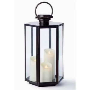 Lanterne de sol carrée décorative dorée de haute qualité, lanterne à hurricane en métal finition laiton antique faite à la main, porte-bougie - Product Image 6