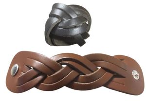Pulsera de cuero trenzado en blanco, Brazalete de cuero grabado, Cinturones de cuero Turk's Head, Cinturones de cuero Scout - Product Image 2