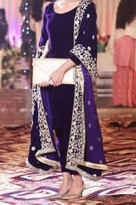 NEW LONG KURTA & <b>PANT</b> DRESS WITH HEAVY DUPATTA EMBELLISH BEAUTIFUL RESHAM, CRYSTAL GLASS BEADS,DABKA WORK for Party-WEAR @ 2022 - Product Image 2
