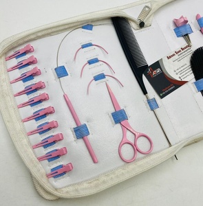 Pince à Extensions de Cheveux Multifonctionnelle en Acier Inoxydable, Pince à Ruban, Ciseaux, Étui Blanc, de Qualité Supérieure, Rose - Product Image 3