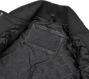 Service OEM personnalisé – Blouson de baseball vintage pour homme avec manches en polyester/coton et patchs brodés rayés sur le devant – Collection Automne/Hiver - Product Image 6