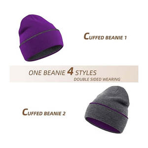 หมวกบีนนี่สำหรับผู้ชายหมวกผ้าถักแจ็คการ์ดสำหรับฤดูหนาวโลโก้ตามสั่ง - Product Image 2