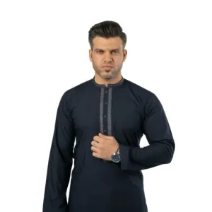 Kurta Nadeem pour homme, bleu marine, CLk-18, Kameez Shalwar formel pour mariage - Product Image 1