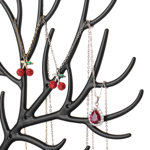 <b>Plastic</b> Black Jewelry <b>Display</b> Deer Stand Organizer Tray for Earrings Card Necklace Ring Pendant Bracelet Storage - Product Image 5