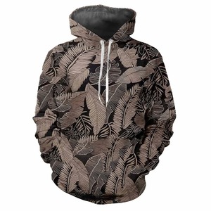 2024 à la mode hommes décontracté à manches longues à capuche hiver épais imprimé fleurs et plantes modèles numériques teint uni - Product Image 6