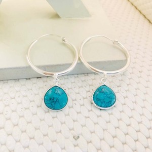 Pendientes de lágrima turquesa de plata esterlina india de aspecto fantástico hechos a mano, venta al por mayor, aro fino, regalo de boda de moda, fiesta - Product Image 5