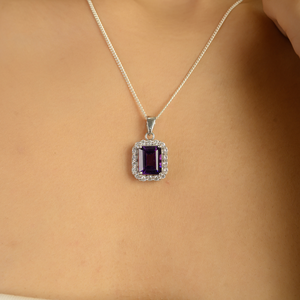 Collar con Colgante de Plata de Ley 925 con Amatista Octogonal, Estilo Minimalista y Lujoso, para Bodas y Fiestas - Product Image 2