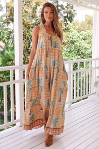 ฤดูร้อนขายชุดลําลองMaxiสวิงสไตล์Rufflesนุ่มBoho Fit Flare Silhouetteดอกไม้วันหยุดทะเลชุดผู้หญิง - Product Image 4