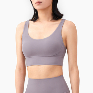 Soutien-gorge de sport à soutien élevé pour femmes avec bretelles croisées Nylon doux GYM soutiens-gorge respirant entraînement coussinets intérieurs grande taille ensembles 2026 Style - Product Image 1