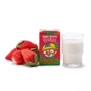 Pororo's Favorite Strawberry milk Made in Korea Good for kid health tasty and nutrition raw milk HACCP