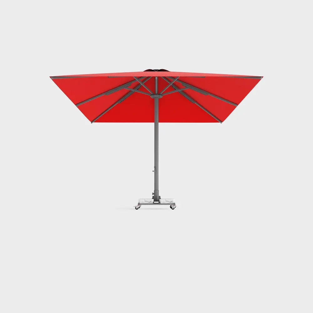 Mega Crank-Parapluie carré télescopique 400x400 Parasol de haute qualité pour hôtel, extérieur, plage, jardin Parasol